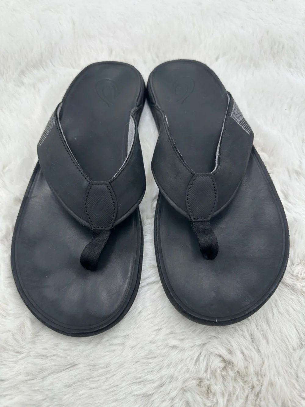 OluKai Tuahine Men’s Waterproof‎ Leather Sandals black men’s flip flops Size 13